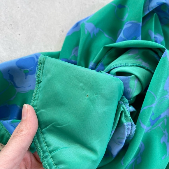 Vintage Castleberry London Green & Blue Floral Wrap Blouse Top - Picture 8 of 9